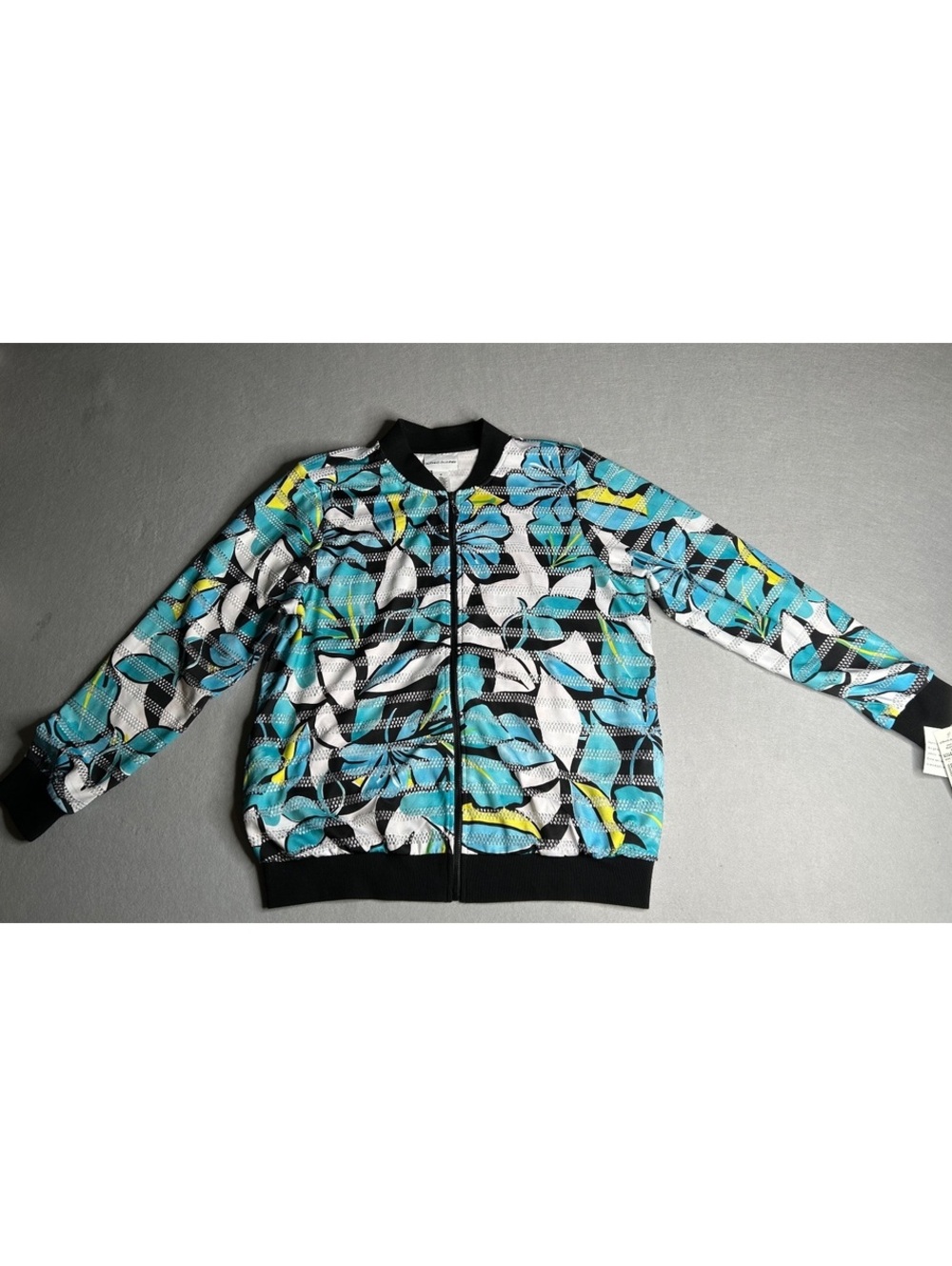 Alfred Dunner Blue White Floral Full Zip Jacket Size 12